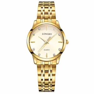 LONGBO 80322 Lover's Quartz Watch Advance Watch Diamond Gauge Couples Watch Stainless Steel Strap Waterproof Clock