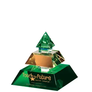 Glass Awards Green Pyramid Crystal Glass Award