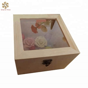 Gobelet en <span class=keywords><strong>bois</strong></span> personnalisé avec couvercle <span class=keywords><strong>verre</strong></span>, boîtes d'emballage carrées, récipients à fleurs <span class=keywords><strong>de</strong></span> luxe, 10 pièces - Product Image 4