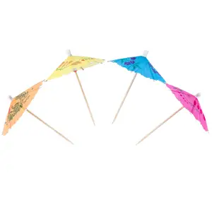 Hot Selling Colorful Custom Barware Cocktail Picks Food Grade Disposable Paper Umbrella Picks