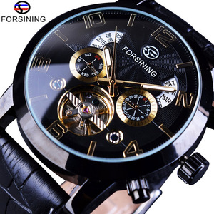 Forsining-<span class=keywords><strong>montre</strong></span> mécanique pour hommes, horloge multifonction, <span class=keywords><strong>automatique</strong></span>, noire, or, A165 - Product Image 2