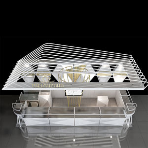 مخصص الحديثة الفاخرة أدى ضوء المجوهرات عرض كشك متجر صغير لمتاجر التجزئة الزجاج المعادن MDF مادة الاكريليك - Product Image 4