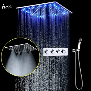 Bathroom Accessories LED Shower Panel 20 Inch Thermostatic shower Faucets Ceiling SPA Misty Rainfall Shower Head Set