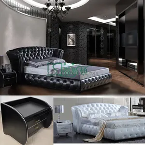 Muebles Foshan mercado nuevo clásico juego de dormitorio abotonado tapizado Lecong real de lujo dormitorio diseños