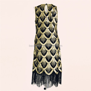 <span class=keywords><strong>Robe</strong></span> à rabat à franges avec perles et paillettes, 1920, décor artistique de bestdanse, vintage, Costume Gatsby, sarcelle, perles - Product Image 2