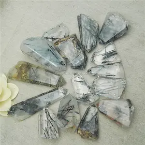Tourmaline naturelle, produits pour traitement noir en point de quartz transparent, point en cristal de base, vente en gros, grande disco
