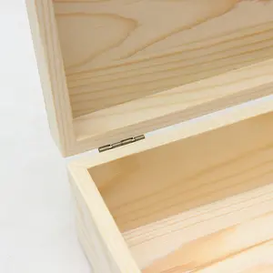 Caja de madera sin terminar con color natural para almacenamiento