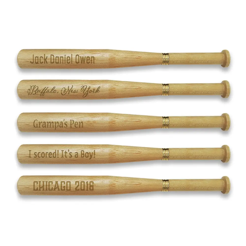 Olahraga Custom Custom Logo Engraved Kelelawar Bentuk Pena Kayu Maple Rosewood Ruth Baseball Ball Pen