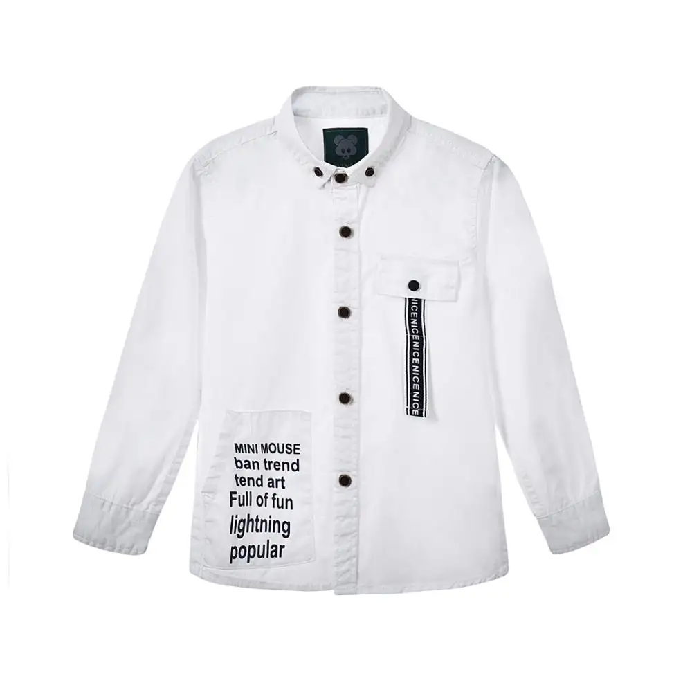 Enfants À La Mode Vêtements Enfant Garçon Blanc Bouton Vers Le Bas Chemises