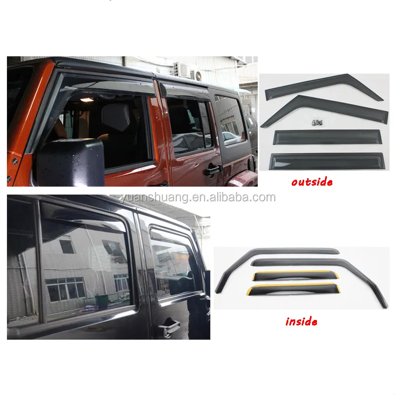 4 Doors Plastic Car Window Sun Visor Rain Shield Wind Deflector for Jeep Wrangler JK 2007+ Window Accessories