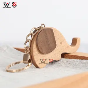 Handmade Wooden Keychain Ring Custom Shape Logo Wood Craft Key Holder