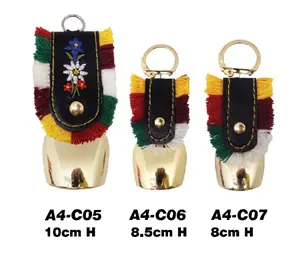 hot sale golden swiss souvenir bells with custom logo for switzerland, cow bell manufacturer from china