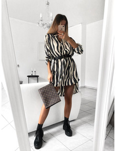 <span class=keywords><strong>Robe</strong></span> sexy pour femmes à manches longues et col en V, <span class=keywords><strong>robe</strong></span> chemise à imprimé serpent et léopard - Product Image 4