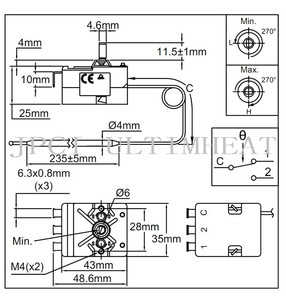 8GB060500 Bulb and capillary thermostat, temperature range 60-500°C - Product Image 2