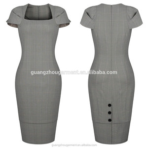 Celeb — robe de bureau moulante col carré pour femme, vêtement féminin d'ourlet à boutons, col carré manches courtes, tenue de boutique, vente en gros, <span class=keywords><strong>2022</strong></span> - Product Image 2