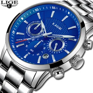 LIGE — montre à Quartz pour hommes, horloge de luxe, couleurs, 9866D, nouvelle collection 2018