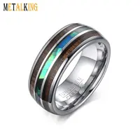 Abalone Shell 8mm Abalone Shell And Koa Wood Tungsten Carbide Wedding Band Rings For Men Comfort Fit
