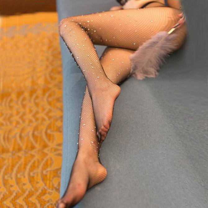 Calze A Rete Con Brillantini E Strass - Collant Sexy Donna Per Feste, Halloween E Cosplay - Foto 9