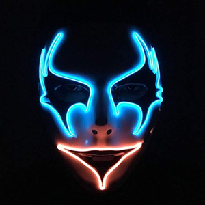 2020 Halloween e Dia da Mentira <span class=keywords><strong>Horror</strong></span> LED <span class=keywords><strong>Clown</strong></span> Mask Light-Up Cosplay Traje com Logotipo Personalizado Assustador El Wire Mask - Product Image 4