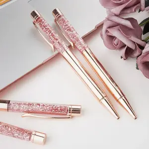 Stylos à bille, stylo en métal or <span class=keywords><strong>rose</strong></span>, recharges <span class=keywords><strong>de</strong></span> stylo, paillettes brillantes, verre <span class=keywords><strong>de</strong></span> sable, stylo publicitaire, encre noire pour fournitures <span class=keywords><strong>de</strong></span> <span class=keywords><strong>bureau</strong></span> - Product Image 5