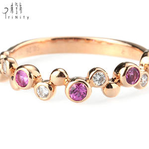 Venta al por mayor de lujo 18K sólido oro rosa anillo de bodas diseño único con diamante natural zafiro rosa para regalo de compromiso de las mujeres - Product Image 5