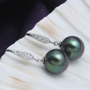 العصرية أقراط مجوهرات 9-10 مللي متر أسود تاهيتي تاهيتي 100% الطبيعة لؤلؤ بحر الجنوب القرط للنساء - Product Image 2