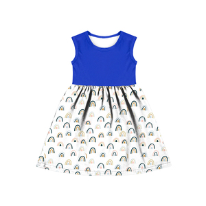 Cómodo cuello redondo y A-lineskirt sin mangas vestido de color <span class=keywords><strong>azul</strong></span> <span class=keywords><strong>cielo</strong></span> <span class=keywords><strong>para</strong></span> niña - Product Image 4