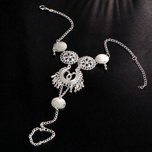 Chaîne de cheville et <span class=keywords><strong>bracelet</strong></span> de cheville pour femme, style Punk Bohème, pour fiançailles, mariage et fête, en alliage de zinc plaqué <span class=keywords><strong>argent</strong></span> antique, bijou à pampilles - Product Image 3