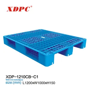XDPC Euro Hitam Biru Plastik Single Face 4 Way Blok Pallet