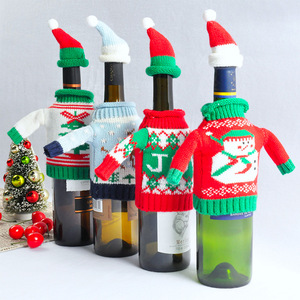 2024 vendita calda di natale colorato uncinetto natale pupazzo di neve coperchio della bottiglia di vino - Product Image 1