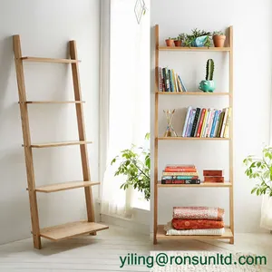 Meuble rustique en <span class=keywords><strong>bois</strong></span> à faire soi-même, étagère murale en forme d'échelle à 5 niveaux, étagère à chaussures, bibliothèque, rangement - Product Image 3