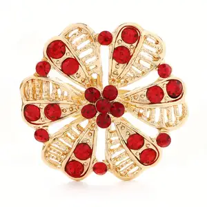 Nouvelle Version Coréenne Rouge Strass Vintage Fleur Personnalisation Broche