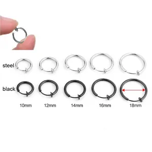 Spring Action Septum Clip on Non Piercing fake Hoops Nose Hoop Ring for Lip Ears