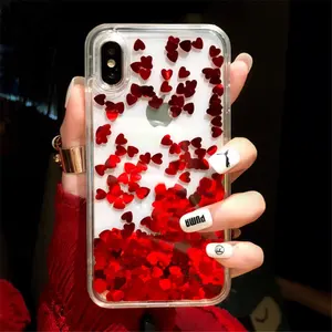 2019 Pabrik Grosir Casing Telepon Bling 3D Bumper TPU Lembut Berkilau Glitter Cairan Mengapung Emas Kustom untuk Iphone 7 8