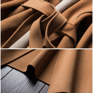 P18B151CH <strong>Women</strong> Cashmere <strong>Wool</strong> Hoodie <strong>Coat</strong> With <strong>Belt</strong> for Ladies - Product Image 4