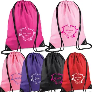 Made Of Polyester Fabric Custom Logo Wholesale Customize Drawstring Gym Bag For Promotion Shopping Use