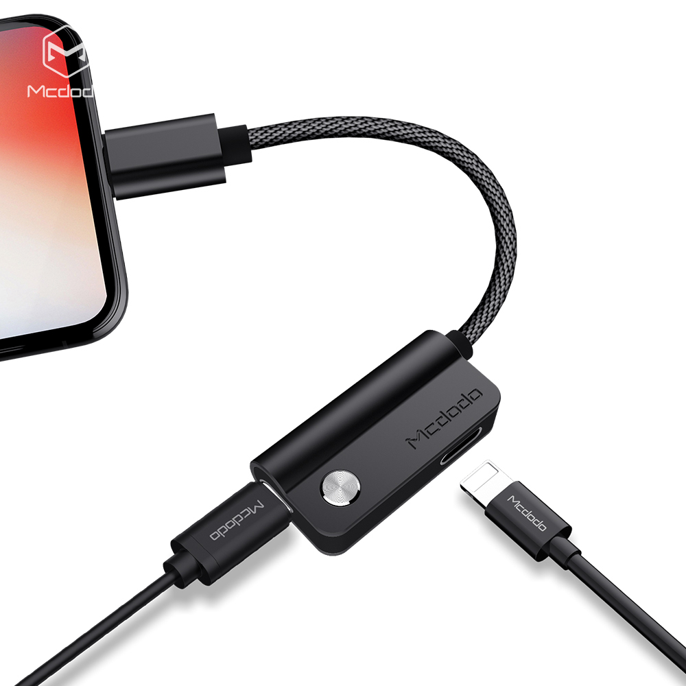 Mcdodo двойной 8 Pin поддержки адаптер зарядки и аудио 2 в 1 кабель для Iphone7/8/X