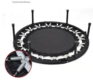 Mini trampolines pliables robustes avec cadre en acier épais, base à 6 pieds en mousse PVC, filet de protection et poignée, équipement de fitness pour le saut - Product Image 1