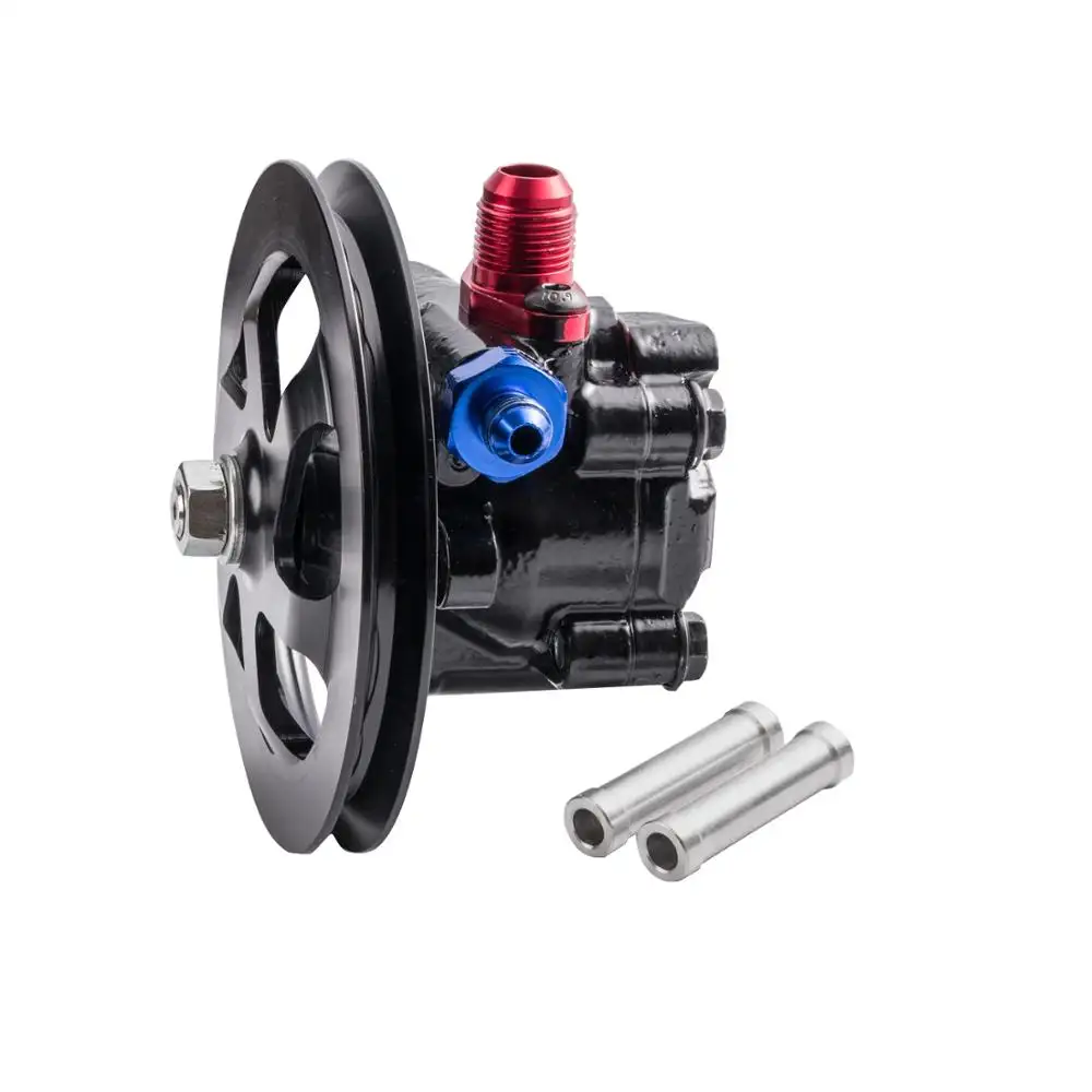 Power Steering Pump with V Belt Aluminum Pulley Cast Iron Body 1250 PSI 13.5 CC PS Power Steering Pump