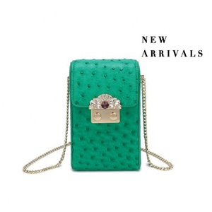 Portafoglio <span class=keywords><strong>cellulare</strong></span> in vera pelle borsa a tracolla in finta pelle di struzzo con tracolla a catena - Product Image 5