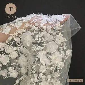 TAIYI Water Soluble Embroidery Beaded Bridal Lace