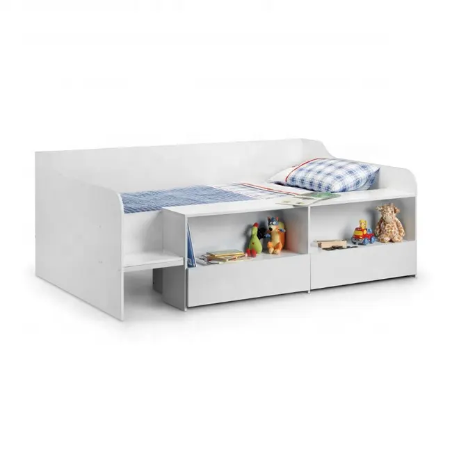 Lits joyeux lits cabine, cadre de rangement blanc, confortable 3 simples, 90x190 cm