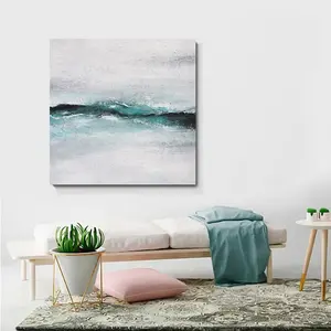 Pintura à óleo moderna artesanal, pintura à mão arte abstrata da parede da onda do mar em tela