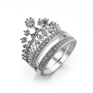 Harga Cincin Pertunangan LY-16 Emas Putih Cincin Pernikahan Kekasih Raja Mahkota untuk Anak Perempuan