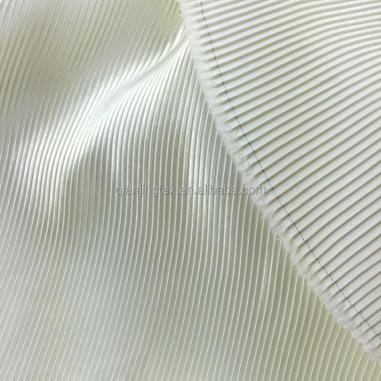 Factory price 94% polyester 6% spandex crinkles pleated satin fabric for summer dress