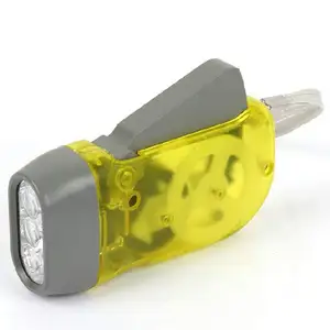 3 LED Hand Press Tidak Ada Baterai Angin Engkol Camping Outdoor Senter Lampu Torch