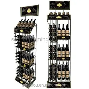High Quality Retail Store Supermarket Advertising Floor metal Wine Display Rack