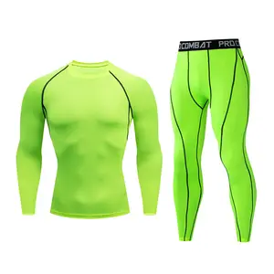 2 pcs Thermique Long Cool Dry Compression Wear Sweatsuit Set Baselayer Top Bottoms