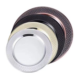Plateau décoratif en acier inoxydable, <span class=keywords><strong>sous</strong></span>-plats en métal, <span class=keywords><strong>assiette</strong></span> de présentation de luxe Rose - Product Image 4