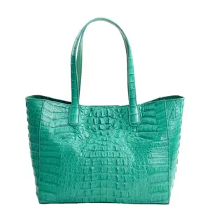 Exotic Leather Tote Bags Customized Fashionable Bags Handmade Leather Handbags for Women Newest Large Green New Fashion Suede